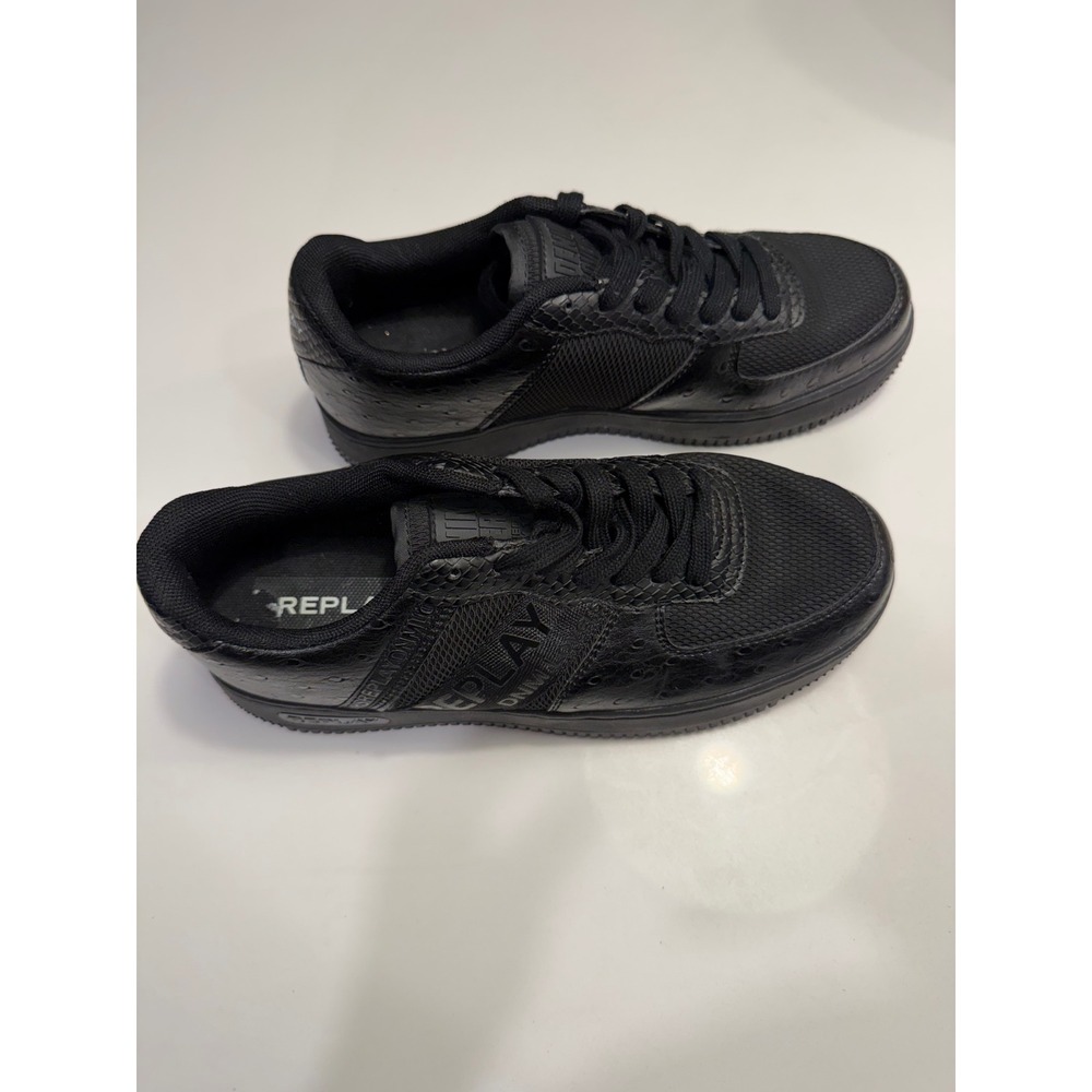 Replay Sneakers Womens 39 DNM Lover RZ2U0025S Black Ostrich Snake Excellent